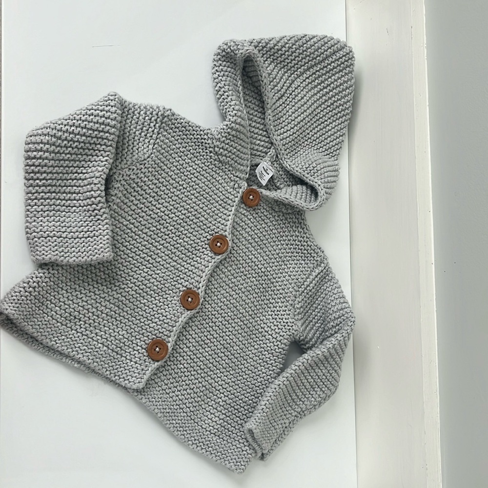 12mo Gray Knit Sweater 100% Cotton Boy or Girl Unisex Nordstrom
